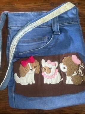Purse pug upcycled denim dog theme